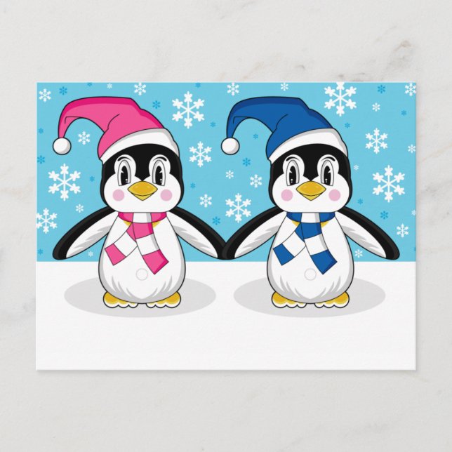 Två Cute Penguins vykort (Framsida)