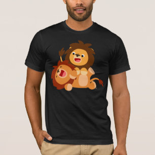 Två Cute Playof Tecknad Lejon T-Shirt