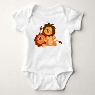 Två Cute PlayTecknad Lejon Baby Creeper Tee