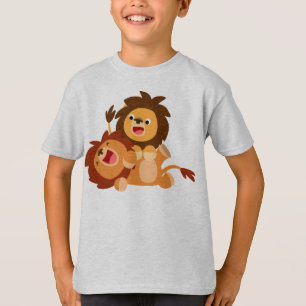 Två Cute PlayTecknad Lejon Children T-Shirt