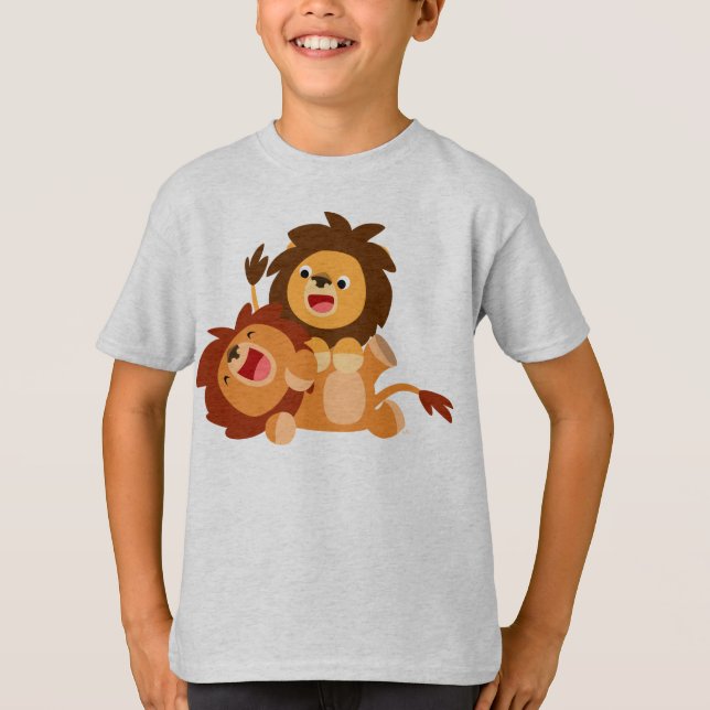 Två Cute PlayTecknad Lejon Children T-Shirt (Framsida)