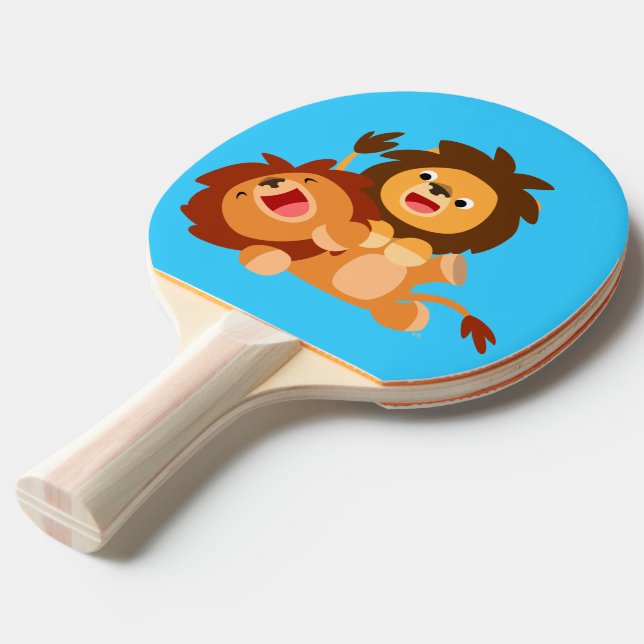Två Cute PlayTecknad Lejon Ping Pong Paddle Pingisracket (Frontvinkel)