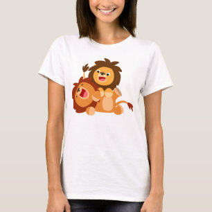 Två Cute PlayTecknad Lejon Women T-Shirt