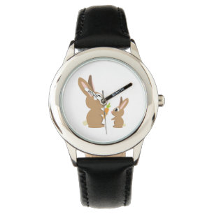Två Cute Rabbits delar morot Armbandsur