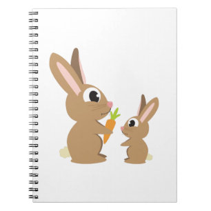 Två Cute Rabbits som delar morot Anteckningsbok