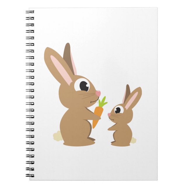 Två Cute Rabbits som delar morot Anteckningsbok (Framsidan)