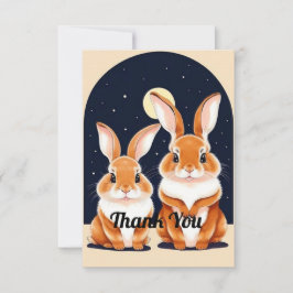 Två Cute Rabbits Tack Kort