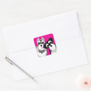 Två Cute Schnauzers Fyrkantigt Klistermärke