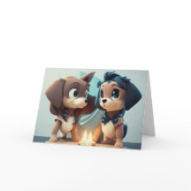 Två Cute, små valpar som firar en födelsedag