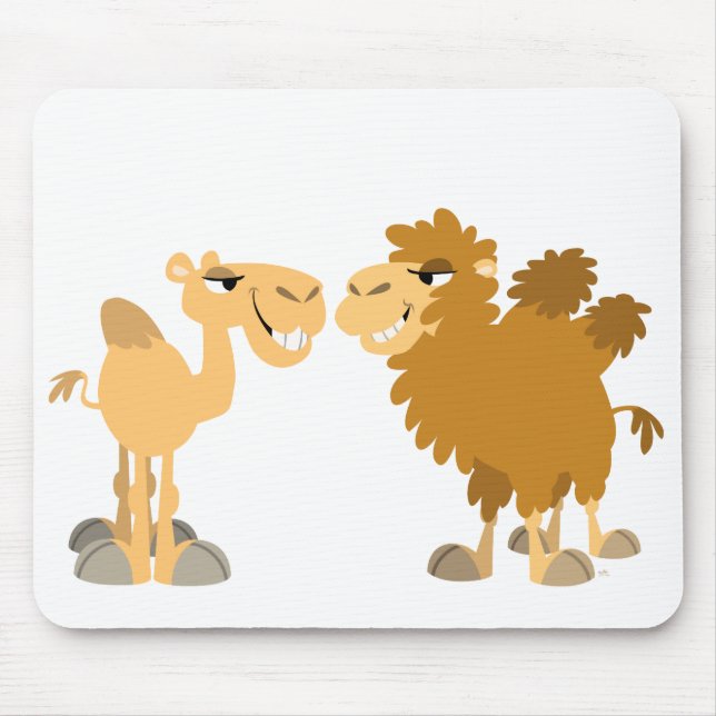Två Cute Tecknad Camels Mousepad Musmatta (Framsidan)