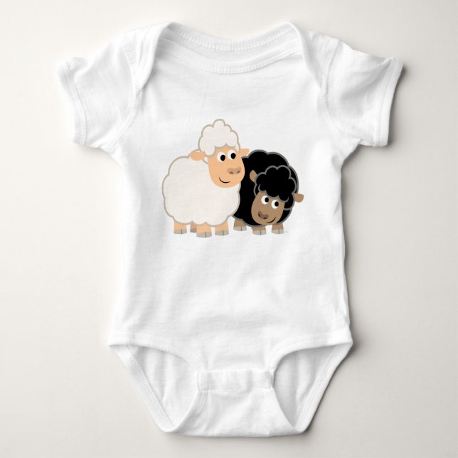 Två Cute Tecknad får Baby Creeper T-shirt (Framsida)