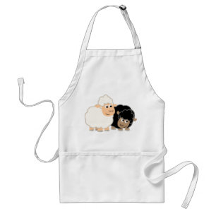 Två Cute Tecknad Får som kokar Apron Förkläde