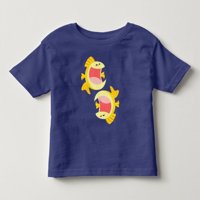 Två Cute Tecknad Fish Baby T-Shirt (Framsida)