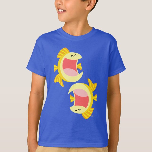 Två Cute Tecknad Fish Children T-Shirt (Framsida)