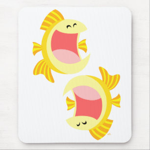 Två Cute Tecknad Fish Mousepad Musmatta