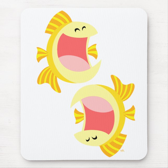 Två Cute Tecknad Fish Mousepad Musmatta (Framsidan)