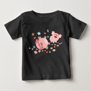 Två Cute Tecknad Grisar i Vår Baby T-Shirt