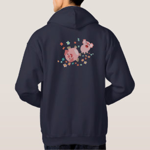 Två Cute Tecknad Grisar i Vår Hoodie