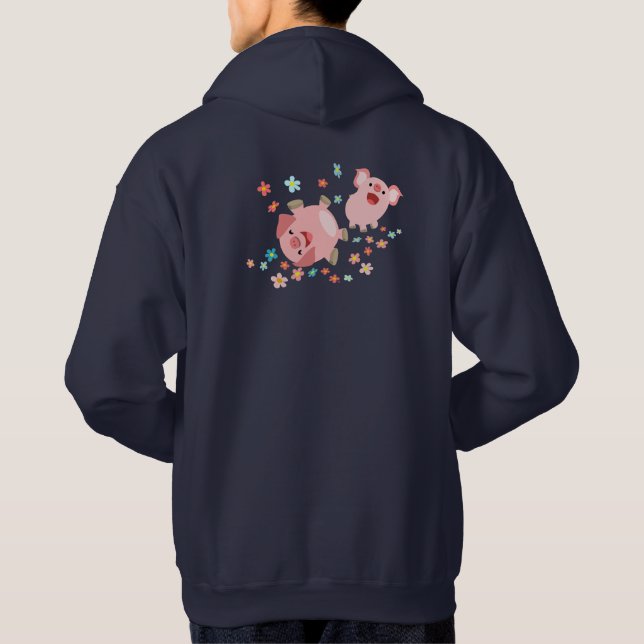 Två Cute Tecknad Grisar i Vår Hoodie (Baksida)
