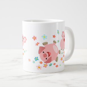 Två Cute Tecknad Grisar i Vår Jumbo Mugg