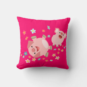 Två Cute Tecknad Grisar i Vår Pillow Kudde