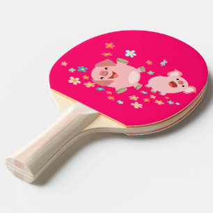 Två Cute Tecknad Grisar i Vår Ping Pong Paddle Pingisracket