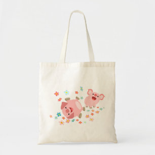 Två Cute Tecknad Grisar i Vår Tote Bag Tygkasse