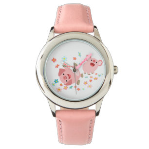 Två Cute Tecknad Grisar i Vår Watch Armbandsur