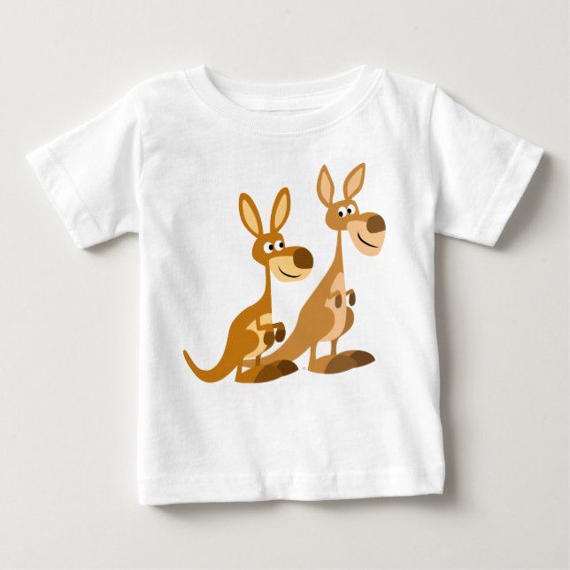 Två Cute Tecknad Kangaroos Baby T-Shirt (Framsida)
