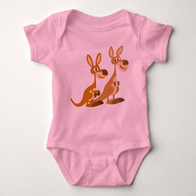 Två Cute Tecknad Kangaroos Baby Tee Shirt (Framsida)