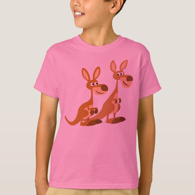 Två Cute Tecknad Kangaroos Children T-Shirt (Framsida)
