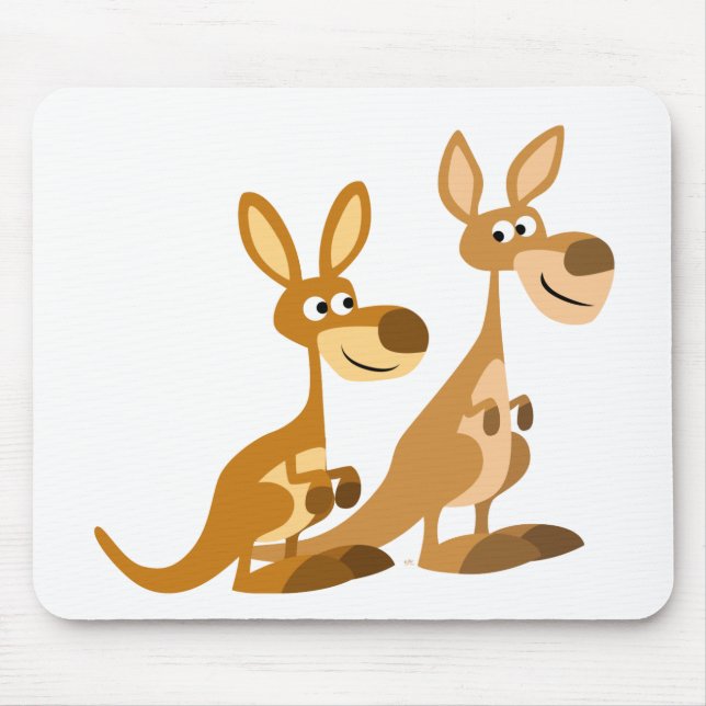 Två Cute Tecknad Kangaroos Mousepad Musmatta (Framsidan)