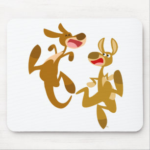Två Cute Tecknad Kangaroos Mousepad Musmatta