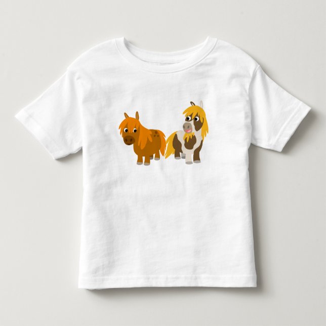 Två Cute Tecknad Ponies Children T-shirt (Framsida)