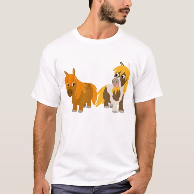 Två Cute Tecknad Ponies T-shirt (Framsida)