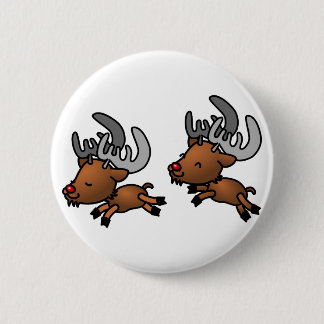 Två Cute Tecknad Reindeer/Caribbean Knapp
