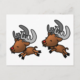 Två Cute Tecknad Reindeer/Västindiou Vykort