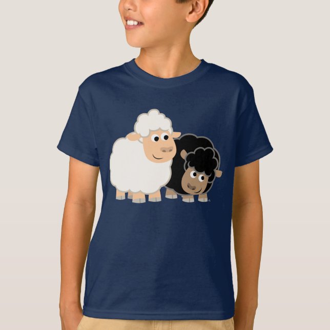 Två Cute Tecknad Sheep Children T-Shirt (Framsida)