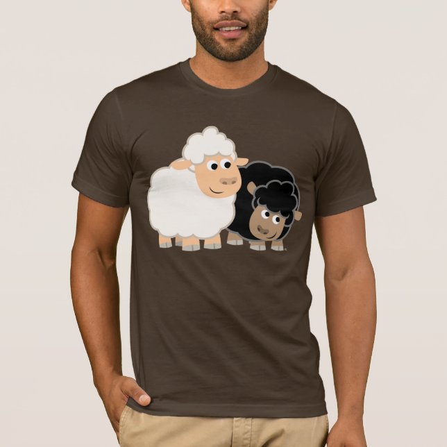 Två Cute Tecknad Sheep T-Shirt (Framsida)
