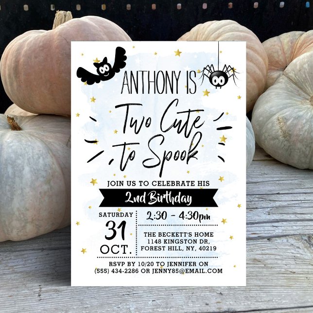 Två cute till Spook Boys Halloween 2:a födelsedage Inbjudningar (Skapare uppladdad)