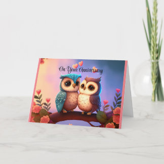 Två Cute Uggla-årsjubileum Kort