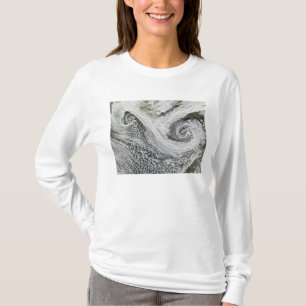 Två cyclones som bildas i tandema söder av t shirt