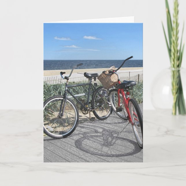 Två cyklar på båten Jersey Shore Kort (Framsida)