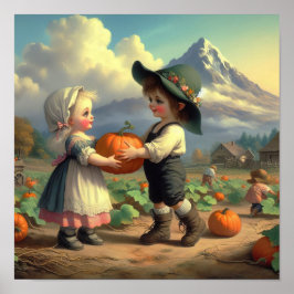 Två dåliga Vintagar Munchkins i en Pumpkin Patch Poster
