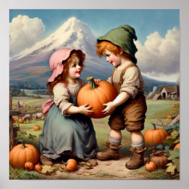Två dåliga Vintagar Munchkins i en Pumpkin Patch Poster