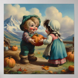 Två dåliga Vintagar Munchkins i en Pumpkin Patch Poster