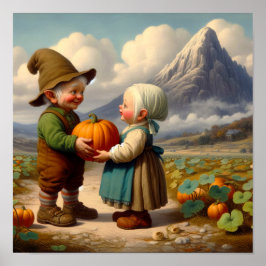Två dåliga Vuxarna Munchkins i en Pumpkin Patch Poster