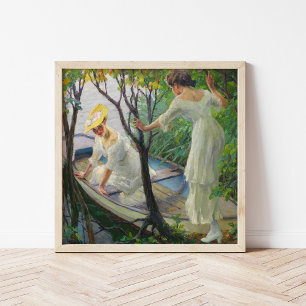 Två Dam i en båt   Edward Cucuel Poster