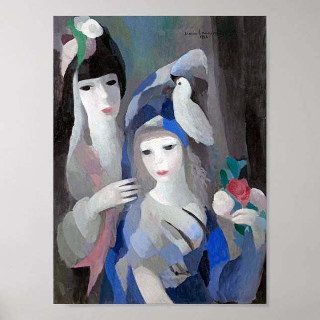 Två Dam och Dove, Marie Laurencin Poster (Framsidan)