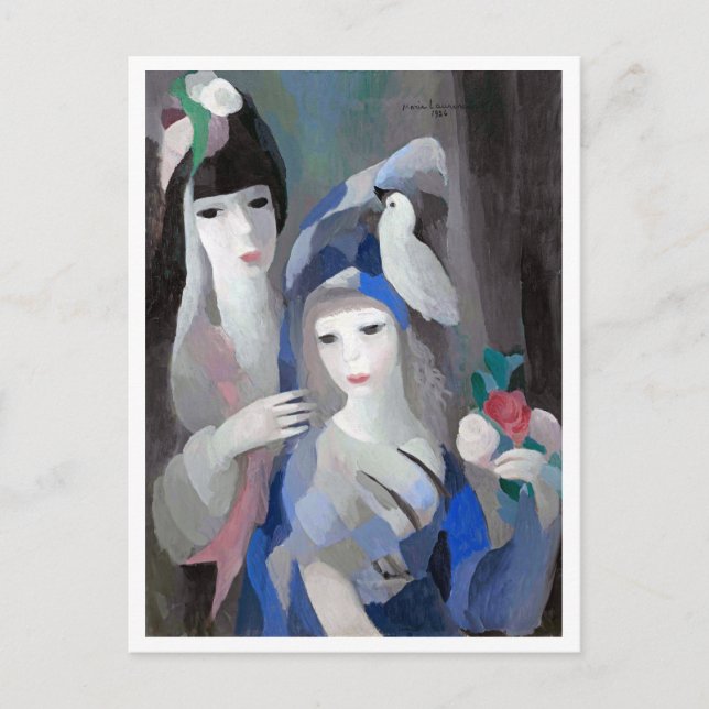 Två Dam och Dove, Marie Laurencin Vykort (Framsida)